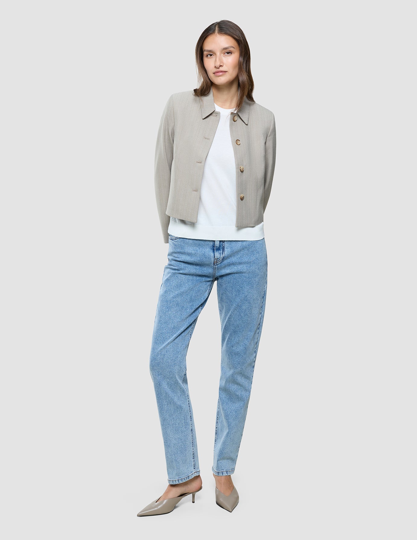 Women Serene Short Jacket Burnt Sugar Herringbone